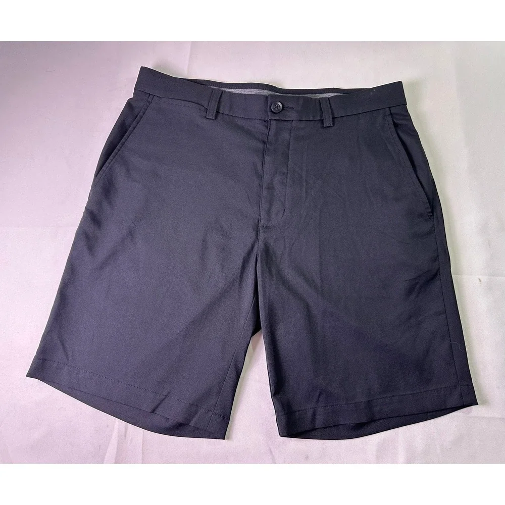 Roundtree & Yorke Performance Shorts Mens 32 Black Golf Stretch Moisture Wicking